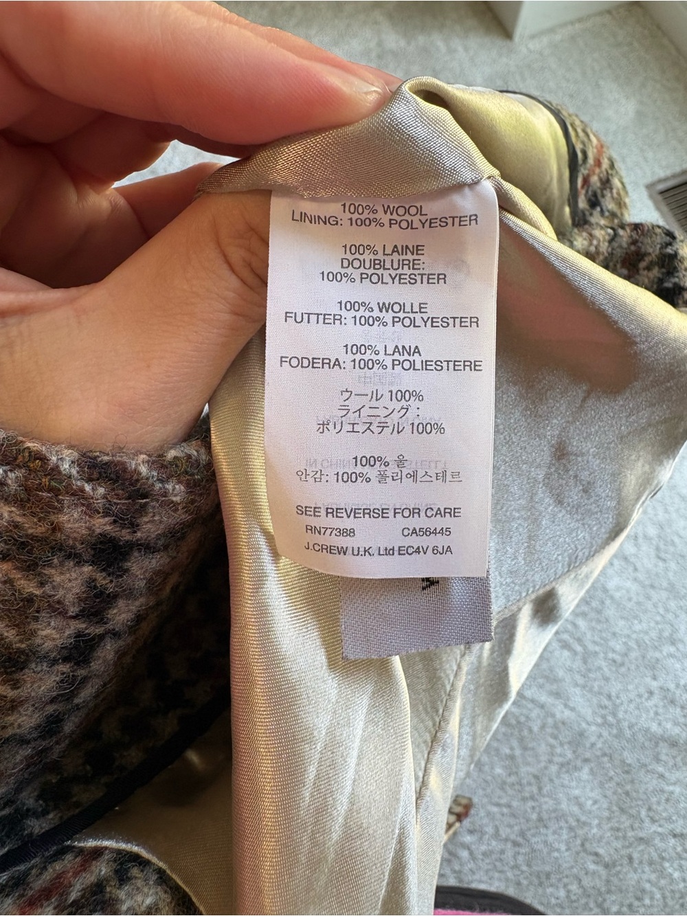 J. Crew Regent Houndstooth Tailored Blazer - Rhinestone Collar - Picture 5 of 5